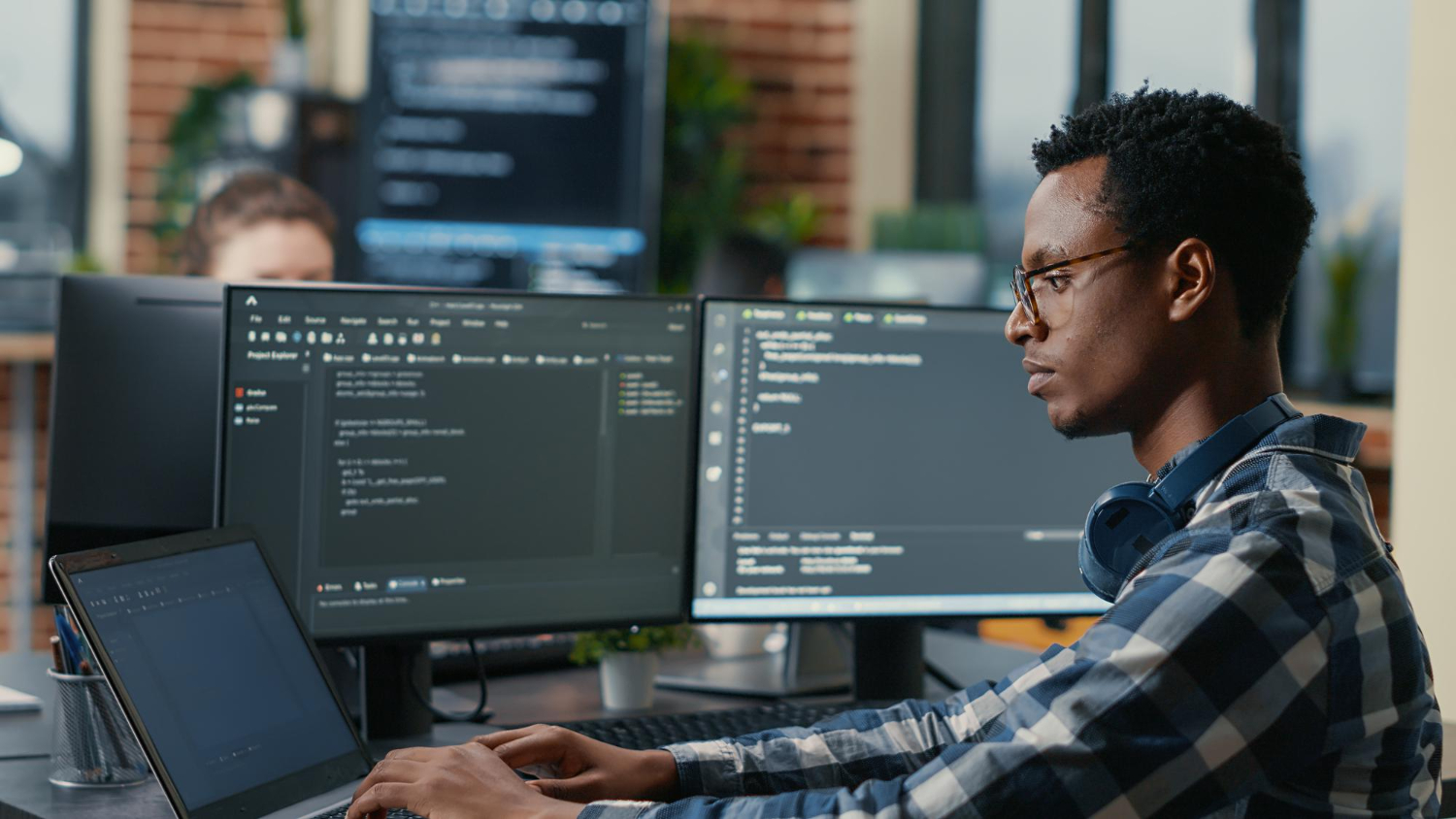 Developer working on code